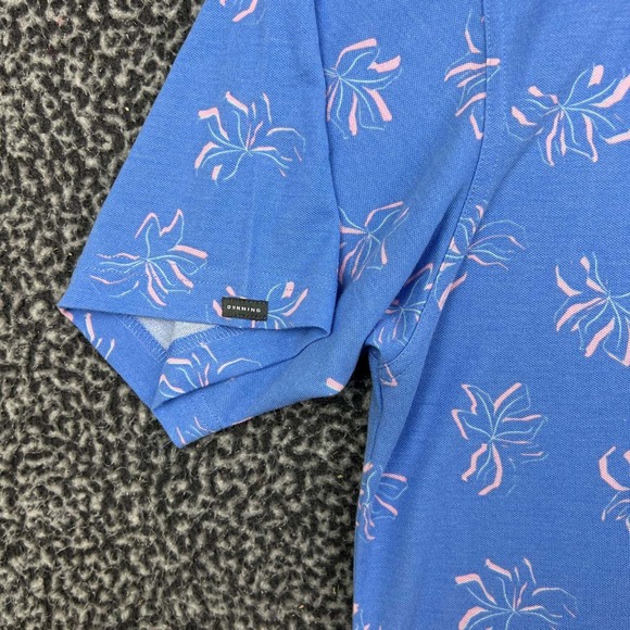 Dunning Polo Shirt Men Large Provo Golf Club Turks & Caicos Blue Floral Print L - Picture 3 of 8